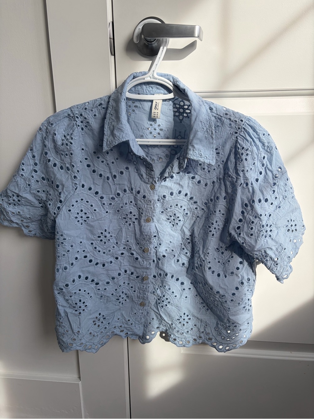 ONLY Broderie anglaise boxy-fit shirt